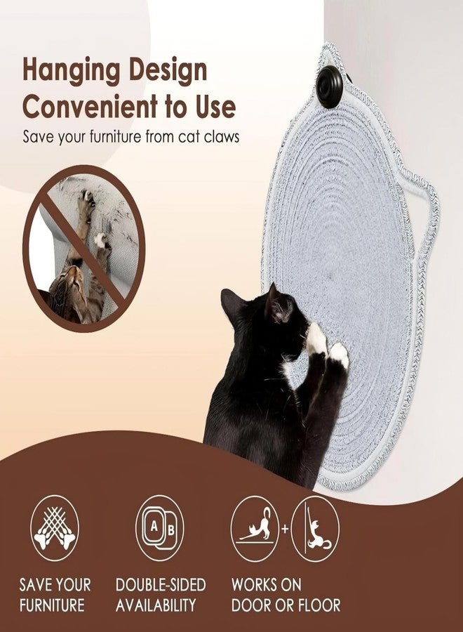 VISUAL ARREST Natural Cotton Rope Cat Scratcher Mat Hand-Woven Floor Wall Scratching Pad for Indoor Cats Scratch Pad with Catnip Ball Round Cat Kitten Scratching Mat for Cat Claw Sharpening (Brown) - Image 4